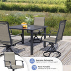 Outdoor Patio Swivel Dining Chairs Set of 6, All-Weather Swivel Rocker Chairs with Textilene High Back and Rust-Proof Metal Frame, Perfect for Patio, Lawn, Garden, or Backyard, Dark Brown