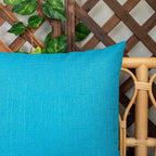 Kevin Textile Pack of 2 Outdoor Waterproof Throw Pillow Covers Decorative Farmhouse Checkered Square Solid Cushion Cases for Patio Garden Porch Sofa Peacock Blue 18x18 inch
