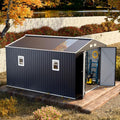 10x12 FT Metal Outdoor Storaged Shed with Floor Base Waterproof Reinforced Frame with Unique Clear Roof Skyview Windows Air Vents Door for Garden Patio Backyard Large Tools Storage Lawnmower,Dark Grey