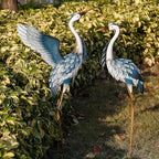 TERESA'S COLLECTIONS Garden Decor, Set of 2 Herons Garden Decor, 23-25", Elegant Herons with Blue Painting, Waterproof Metal Garden Statue, Herons Gifts Birthday Gifts for Women Mom