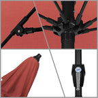 California Umbrella 9' Round Sunbrella Aluminum Outdoor Deck, Pool or Patio Umbrella, Crank Lift, Auto Tilt, Bronze Pole, Tuscan