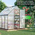 6 x 8 FT Greenhouse for Outdoors,Aluminum Large Walk-in Greenhouse,Dark Gray