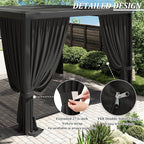 Gazebo Universal Replacement Privacy Curtain,12'×14' Gazebo Outdoor Waterproof Curtains, 4-Panels Sidewall Curtains with Double Zipper for Patio Canopy, Garden and Backyard (Curtain Only)