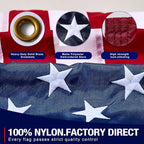 American Flag 3x5 FT, Premium Nylon Flags Ultra Durable Tear-Resistant and Weatherproof, Deluxe Embroidered Stars and Sewn Stripes, All Weather for Outdoor Use with Brass Grommets