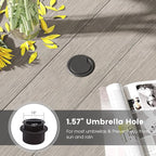 DIFY 40.2" Square Patio Dining Table for 4, Outdoor Metal Dining Table with 1.57" Umbrella Hole for Backyard Lawn Garden, Grey Wood-Like