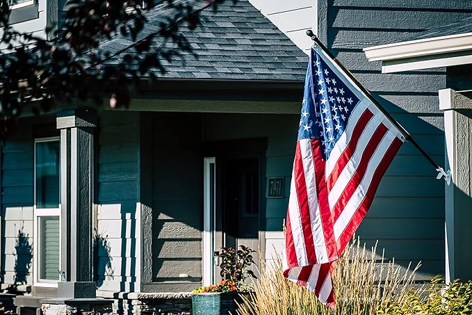 American Flag 5x8 Ft, US Deluxe Embroidered Heavy Duty Premium Polyester Durable Outside Flags with Brass Grommets