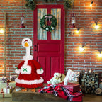 Suzile Christmas Mrs. Claus Goose Outfit Dresses Clothes for 23" High Cement or Plastic Porch Goose Costume for Yard Lawn Outdoor Garden Patio Statue Xmas Santa Holiday Decor