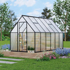 6x11 ft Aluminum Large Walk-in Greenhouses for Outside, Polycarbonate Greenhouse with Aluminum Frame, Greenhouse with Ventilation and Rain Gutter, Polycarbonate Greenhouses for Outdoors