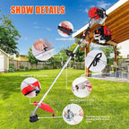 Weed Eater Gas Powered,52cc 2 Stroke Gas Weed Wacker, 5 in 1 Multi Functional Trimming Tools,Gas Hedge Trimmer,String Trimmer,Weed Eater,Brush Cutter,Pole Chainsaw with Extension Pole 9500rpm 2.3kw