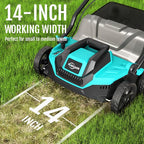 14-Inch Lawn Scarifier and Dethatcher, Powerful 13-Amp Electric Tool with 10.5 Gal Collection Bag, Adjustable Depth Settings & Safety Lock System