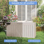 90 Gallon Outdoor Cushion Storage - Waterproof Deck Boxes for Outdoor, Space-Saving Deck Box with Lock for Patio/Pool Accessories, UV-Resistant Resin, Granite Grey