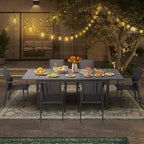 Aluminum Extendable Outdoor Dining Table, 68"-91.5" Adjustable Length Oversized Patio Table for 6-10 People, All-Weather Patio Dining Table with Adjustable Feet for Deck Balcony Garden, Grey