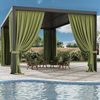 Gazebo Universal Replacement Privacy Curtain,12'×20' Gazebo Outdoor Waterproof Curtains, 4-Panels Sidewall Curtains with Double Zipper for Patio Canopy, Garden and Backyard (Curtain Only)