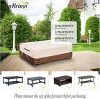 Outdoor Coffee Table Cover Waterproof, Patio Rectangular Side Table Covers, 48W x 28D x 16H Inches Outdoor Tables Cover,Beige&Brown