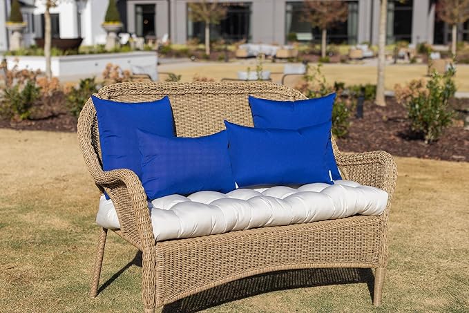 RSH DECOR: Square Throw Pillows Set of 2 | 17” x 17” | All-Weather Spun Fabric | Water and Fade-Resistant | Outdoor Accent Pillows for Patio Furniture | Veranda Blue