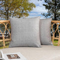 Kevin Textile Pack of 2 Outdoor Waterproof Throw Pillow Covers Decorative Farmhouse Checkered Square Solid Cushion Cases for Patio Garden Porch Sofa Grey 18x18 inch
