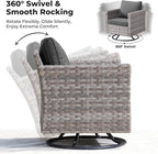 ovios 10 Pieces Patio Furniture Set, Outdoor Wicker Sectional Sofa with 54" Fire Pit Table Swivel Chairs, Modern Modular Deep Seat Rattan Couch Conversation Sets, Black