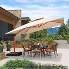 PURPLE LEAF 12ft Patio Umbrella Outdoor Square Umbrellas Large Cantilever Umbrella Windproof Offset Umbrellas Heavy Duty Sun Umbrella for Garden Deck Pool Patio, Beige