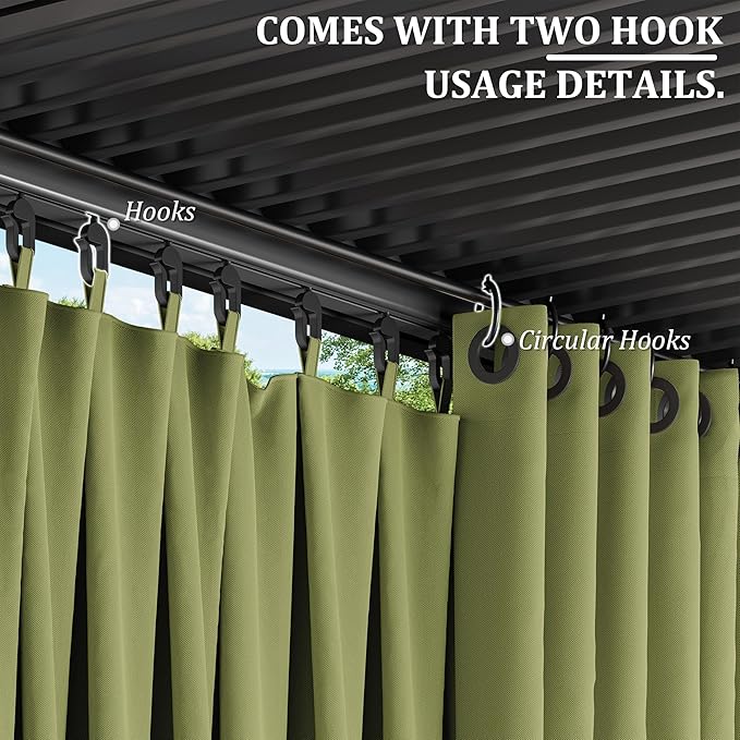 Gazebo Universal Replacement Privacy Curtain,12'×20' Gazebo Outdoor Waterproof Curtains, 4-Panels Sidewall Curtains with Double Zipper for Patio Canopy, Garden and Backyard (Curtain Only)
