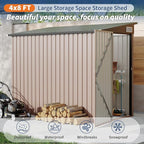 4x8 FT Metal Outdoor Lean to Storage Shed, Lean to Garden Shed Utility Tool Shed, Heavy-Duty Outdoor Metal Wall Side Storage Sheds