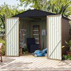 Flamaker 6x8 FT Storage Shed Waterproof Metal Garden Shed with Lockable Door Utility Tool Shed Outdoor Storage for Backyard, Patio and Lawn