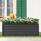 Domi Raised Garden Beds Outdoor, 6x3x2ft Thickening Tall Metal Rectangular Deep Root Box Planter for Vegetables, Flowers, Herbs, and Succulents 2" Deep w/ 256 Gallon Capacity - Dark Gray