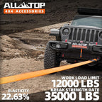 ALL-TOP Recovery Snatch Strap, 3in x 30ft - 35000Lbs, Heavy Duty 100% Nylon Kinetic Towing Recovery Strap with 22% Elongation & Reinforced Loops