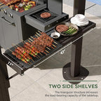 Aoxun 8'x5' Hardtop Grill Gazebo, Outdoor Barbecue Gazebo with Double Polycarbonate Top & 2 Side Shelves & Hooks, Aluminum Grill Canopy for Patio, Lawn, Garden (Brown)