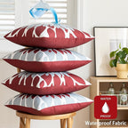 Qahing Pack of 4 Outdoor Waterproof Pillow Covers 22x22 Decorative Outdoor Throw Pillows Garden Square Cushion Cases for Patio Furniture, Couch, Tent Sunbrella, Bench, Burgundy Red Grey