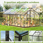 Wanan 16x8FT Greenhouses for Outdoors, Quick Assembly Polycarbonate Green House with UV Protection, Heavy Duty Windproof Aluminum Frame, Adjustable Roof Vent for Backyard or Outdoor Garden Use