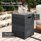 UPHA 56-inch Outdoor Propane Gas Fire Pit Table 50000 BTU Concrete Round FirePit for Outside Patio with Propane Tank Cover, Blue Glass Rocks, Rain Cover, Grey Texture