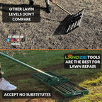 LANDZIE - The Original Lawn Leveling Rake – 24" Steel Handle Yard Leveler, Lawn Level Tool for Creating a Flat Surface - Works for Soil, Dirt, Topdressing, and Ground