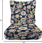 RSH DECOR: Deep Seating Cushion with Pillow Back | 25” x 25” Seat | Water and Fade-Resistant Spun Fabric | Outdoor Chair Cushion Set for Patio Furniture | Daelyn Navy