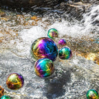 yarlung Set of 10 Stainless Steel Rainbow Gazing Balls, 50-150 mm Garden Mirror Globe Floating Pond Sphere, Polished Hollow Ball Reflective Ornament for Home Yard Outdoor Lawn Decoration