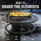 47 Inch Heavy Duty Steel Fire Pit with Grill, Large Outdoor Fire Pits for Outside Wood Burning, BBQ