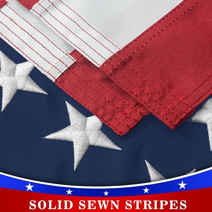High Wind American Flag for Outdoor 12x18 Ft - Heavy Duty Allegiance US Flag with Embroidered Stars, Sewn Stripes & Brass Grommets All Weather Fade Resistant for Outside Use