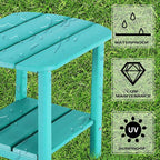LZRS Double Adirondack Side Table, Outdoor Side Tables, End Tables for Patio, Backyard,Pool, Indoor Companion, Easy Maintenance & Weather Resistant(Turquoise)