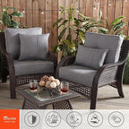 Greendale Home Fashions Sunbrella 20" Square Outdoor Throw Pillow with Removable Cover (Set of 2), Cast Slate 2 Count
