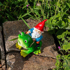 Gnome Riding on Frog Garden Statue Outdoor Garden Frog Statue for Yard Decoration Lawn Ornament Gardening Gifts for Women Mom Grandma