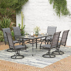 Soohow Swivel Outdoor Dining Chairs Set of 8, Patio Swivel Dining Chair with Textilene Fabric, Outdoor Metal Armchair All Weather Resistant, Ergonomic Comfort, Perfect for Patio, Backyard, Balcony