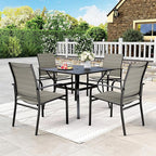 HERA'S HOUSE Patio Dining Chairs Set of 4, 36" Textilene Fabric Outdoor Chairs with Wrought Iron Metal Frame Support 350lbs for Garden Lawn Backyard Deck, Brown