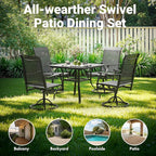 Soohow Outdoor Dining Chairs Set of 2, 360°Swivel Patio Dining Chair with Textilene Fabric, Outdoor Metal Armchair All Weather Resistant, Ergonomic Comfort, Perfect for Patio, Backyard, Balcony