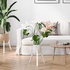 Adjustable Plant Stands Set of 2, Metal Modern Small Plant Holder, Heavy Duty Stable Flower Holder Stand Rack for 10-16 Inch Indoor Outdoor Corner Living Room Balcony Office White PS-007WH-2