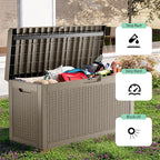60 Gallon Deck Box,Resin Outdoor Storage Box with Lockable for Patio Furniture, Pool Accessories, Garden Tools, Waterproof Outside Storage Box, Grey Pattern