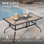 Outdoor Patio Dining Set 7 Piece Furniture Set with 6 Red Chairs and Wood-Like Table Top Rectangular Table for Deck Garden Backyard Lawn Poolside