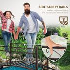 Outsunny 3.3' Metal Arch Zen Garden Bridge with Safety Siderails, Decorative Footbridge, Delicate Scrollwork & Corner Spheres for Stream, Fish Pond, Bronze