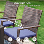 PHI VILLA 9 Pieces Square Outdoor Dining Set for 8, Large Metal Dining Table & Rattan Wicker Chairs with Cushions, Dining Furniture Set for Patio, Deck, Yard, Porch