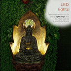 Alpine Corporation TZL420 59" Outdoor Buddha Fountain with LED Lights, Elegant Water Feature for Garden, Patio, Yard & Outdoor Spaces, Realistic Stone Look, Calming Waterfall for Relaxation, Brown
