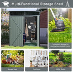 5X3 FT Outdoor Storage Shed, Waterproof Metal Garden Sheds with Lockable Door, Steel Tool Storage Buildings Shed & Outdoor Storage House for Garden, Backyard, Patio, Lawn, Trash Cans(Grey)