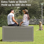 NUNU LAB 101 Gallon Large Waterproof Resin Deck Box, Lockable Outdoor Storage Box with Gas Lift, Patio Cushions, Garden Tools, Pool Supplies, Indoor Outdoor Storage Container, Grey
